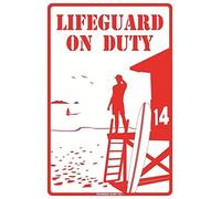 Inga Lifeguard on Duty Plaque Murale en Aluminium Rouge 20 x 30 cm