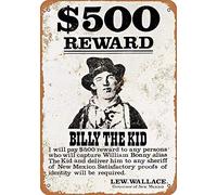 Inga Metal Billy The Kid Wanted Poster Mural rétro en métal 20,3 x 30,5 cm