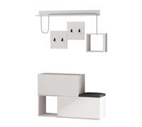 Inga meuble d'entrée blanc avec rangements et porte-manteaux