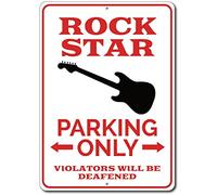 Inga Musician Parking Sign Rock Star Guitar Alumium Plaque en métal 8 x 12 Pouces