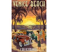 Inga New Sign Venice Beach CA Woodies & Sunset Plaque en métal rétro en aluminium 20,3 x 30,5 cm