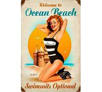 Inga Ocean Beach Pin-Up Plaque en métal 20 x 30 cm