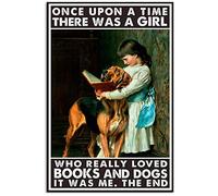 Inga Once Upon A Time There Was A Girl Who Really Loved Books And Dog Poster vintage en métal 20,3 x 30,5 cm