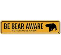 Inga Panneau de Rue Personnalisable avec Inscription « Be Bear Aware » 10,2 x 40,6 cm