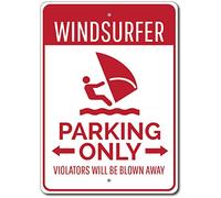 Inga Panneau de stationnement Windsurfer - Cadeau de Surfer - Panneau en métal 798-20,3 x 30,5 cm