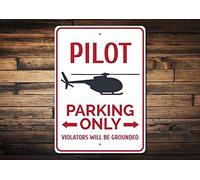 Inga Panneau en métal vintage avec inscription « Pilot Parking » - 20,3 x 30,5 cm