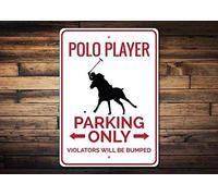 Inga Panneau en métal vintage avec inscription « Polo Player Parking », 20,3 x 30,5 cm