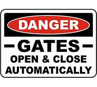 Inga Plaque décorative murale en métal avec inscription « Gates Open & Close Automatic » 20,3 x 30,5 cm