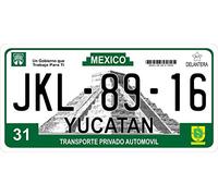 Inga Plaque d'immatriculation avec photo du Mexique Yucatan 15,2 x 30,5 cm - Signe en Aluminium 6x12 Pouces - Décoration Murale Intérieure et Extérieure