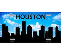 Inga Plaque d'immatriculation Houston - 15 x 12 Pouces - Métal - Vintage - Décor