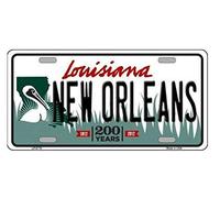 Inga Plaque d'immatriculation métallique New Orleans Louisiane 15,2 x 30,5 cm