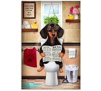 Inga Plaque en métal avec motif teckel assis sur les toilettes 20,3 x 30,5 cm