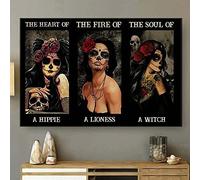 Inga Plaque en métal avec tatouage en forme de tête de mort, motif hippie, style hippie, 20,3 x 30,5 cm