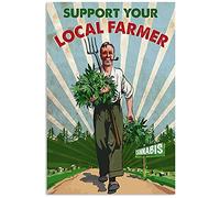 Inga Plaque en métal Cannabis Support your local fermer Cadeau d'anniversaire 20,3 x 30,5 cm