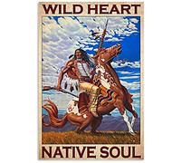 Inga Plaque en métal décorative murale vintage en forme de cœur sauvage indien 20,3 x 30,5 cm