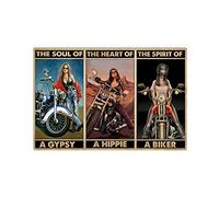 Inga Plaque en métal vintage avec inscription « Motorcycle The Spirit Of A Biker » - 20,3 x 30,5 cm