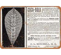 Inga Plaque en métal vintage Cocabola « Cocaïne Substitute For Tobacco Alcohol Opium » - 20,3 x 30,5 cm