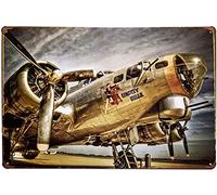 Inga Plaque en métal vintage en forme d'avion Pin Up Girl 20,3 x 30,5 cm