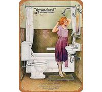 Inga Plaque en métal vintage pour salle de bain - 20,3 x 30,5 cm