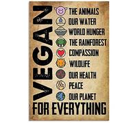 Inga Plaque en métal vintage Vegan The animals our water world hunger - Cadeau d'anniversaire - 20,3 x 30,5 cm