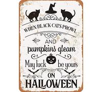 Inga Plaque métallique rétro avec inscription « When Black Cats Prowl and Pumpkins » - 20,3 x 30,5 cm