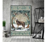 Inga Plaque métallique vintage en métal avec loup Inscription « Once Upon A Time There Was A Girl Who Really Loved Wolves » 20,3 x 30,5 cm