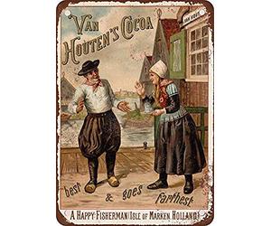 Inga Plaque murale en métal Van Houten's Cocoa 20,3 x 30,5 cm