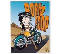 Inga Plaque Rectangulaire en Métal Vintage Betty Boop Born 2 Boop - 20 x 30 cm