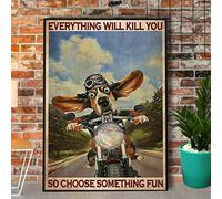 Inga Poster Basset Hound Motorcycle Everything Will Kill You Art Print Decor Home Decor Art Wall Decor Art Metal Sign Poster 20,3 x 30,5 cm