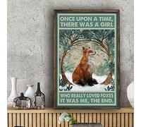 Inga Poster brillant « Once Upon A Time There Was A Girl Who Really Loved Fox » - Décoration murale en métal - 20,3 x 30,5 cm