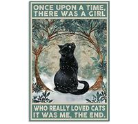 Inga Poster Chat noir Once Upon A Time There Was A Girl Art Print Decor Home Decor Art Wall Decor Metal Sign Poster 20,3 x 30,5 cm