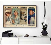 Inga Poster d'infirmière « Be Strong Be Brave Be Humble Be Badass » - Affiche vintage - Cadeau d'infirmière - Décoration murale - 20,3 x 30,5 cm