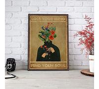 Inga Poster en métal « Lose Your Mind Find Your Soul Pot Head Be Kind To Your Mind » - Décoration murale de jardin - Panneau en forme de tête de pot - 20,3 x 30,5 cm