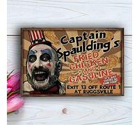 Inga Poster humoristique Captain Spaulding'S Fried Chicken and Gasoline en métal 20,3 x 30,5 cm