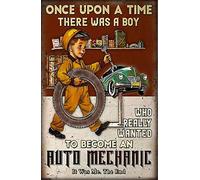 Inga Poster mécanique rétro Once Upon A Time There Was A Boy Décoration murale en métal 20,3 x 30,5 cm