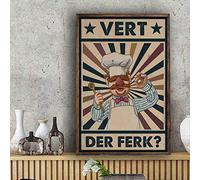 Inga Poster vintage brillant du chef suédois vert Der Ferk Muppet Living Home Decor Cadeau Décoration murale Art en métal 20,3 x 30,5 cm