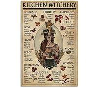 Inga Poster vintage de sorcière de sorcière de cuisine - Décoration murale en métal - 20,3 x 30,5 cm