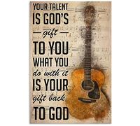Inga Poster vintage en métal avec guitare acoustique God's Gift To You 20,3 x 30,5 cm