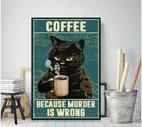 Inga Poster vintage en métal avec inscription « Cat Tattoo Coffee Because Murder Is Wrong » - 20,3 x 30,5 cm