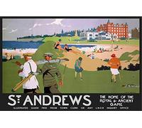 Inga St Andrews Plaque en métal de Style rétro, publicité de Voyage, Golf, Vacances 20,3 x 30,5 cm