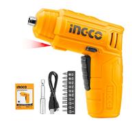 INGCO 4 V Mini tournevis à visseuse électrique avec lumière de travail intégrée, 1 300 mAh Battery, 4 NM sans fil, tournevis électrique avec 10 pointes, indicateur LED de batterie (CSDLI0402)