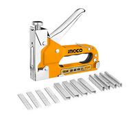 INGCO Agrafeuse Murale 3 en 1 avec 200 Agrafes, 200 Agrafes en forme de U et 200 Clous Brad Pour Le Bois D'ameublement, La Décoration Murale,La Menuiserie et Le Bricolage HSG1405