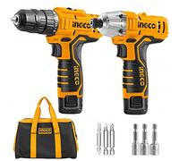 Ingco CKLI1201 Set de perceuse + visseuse à impulsions 12 V