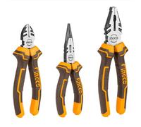 INGCO Jeu de 3 Pinces, Cr-V, Pince universelle 200mm, Pince à bec long 160mm, Pince coupante diagonale 160mm pour Réparation Domestique ou Utilisation du Travail HKPS08318
