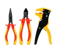 INGDAUM Jeu de pinces VDE 3 pièces - Pince coupante, pince à bec long & pince à dénuder semi-automatique 160 mm - Isolées jusqu’à 1000 V - IEC 60900 - Outils professionnels (Version 3.2)