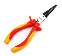 ingdaum® Pince VDE pour électricien - Isolée 1000 V & testée VDE - Certifiée GS selon DIN EN IEC 60900 - Acier chrome-vanadium, poignées ergonomiques bi-matière (Pince à becs ronds 6")