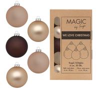 Inge-glas Boules de Noël en verre 6 cm x 30 pièces dans une boîte en carton - Ensemble de boules de Noël beige brun mat Calm Grove