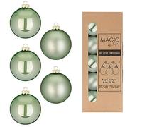 Inge-glas Lot de 20 Boules de Noël en Verre, 6 cm, dans une Boîte en Carton, Vert Sauge