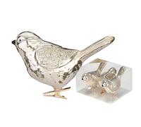 Inge-glas Lot de 3 boules de Noël en plastique - Motif oiseaux sur clip - 9 cm - Grandes boules de Noël pour sapin de Noël - Boules de sapin de Noël et décorations de sapin de Noël pour Noël - Or