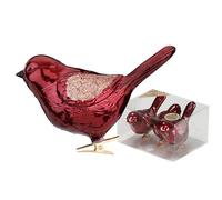 Inge-glas Lot de 3 décorations de Noël en plastique - Motif oiseaux sur clip - 9 cm - Grandes boules de Noël pour sapin de Noël - Boules de sapin de Noël et décorations de sapin de Noël pour Noël -